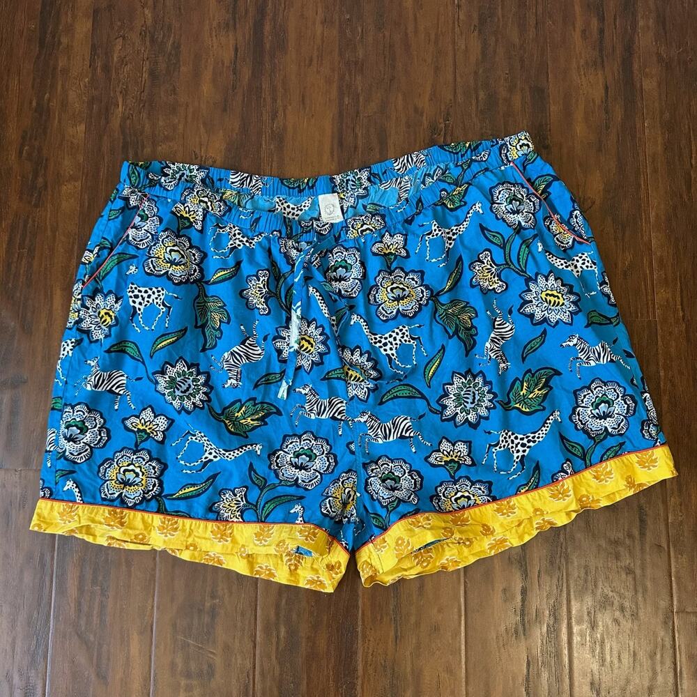 PRINTFRESH X Pencil & Paper Co Pajama Shorts Blue Floral Safari Zebra